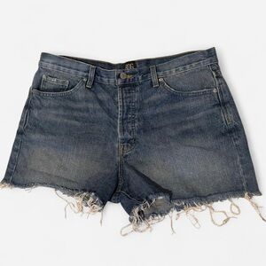 BDG Dark Blue Frayed Jean Shorts
